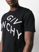 Givenchy Refracted Design Logo Embroidered Oversized Fit T-Shirt in Black