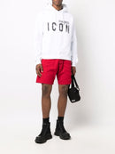 Dsquared2 Icon  Spray Splatter Cotton Hoodie White