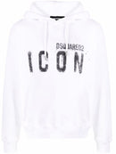 Dsquared2 Icon  Spray Splatter Cotton Hoodie White