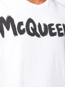 Alexander McQueen Graffiti Print Logo T-Shirt in White