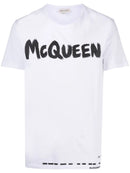 Alexander McQueen Graffiti Print Logo T-Shirt in White