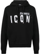 Dsquared2 Icon Paint-splatter Cotton Hoodie Black