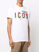 Dsquared2 White Cool-Fit Paint-Splattered ICON T-shirt