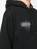 Palm Angels Rhinestone Logo Print Hoodie in Black