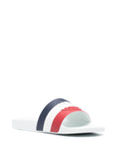 Moncler Basille Embossed Logo Stripe Sliders in White