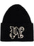 Palm Angels Embroidered Monogram Beanie in Black