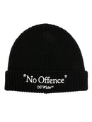 Off-White No Offence Logo Embroidered Beanie in Black