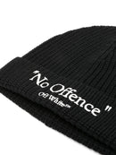 Off-White No Offence Logo Embroidered Beanie in Black