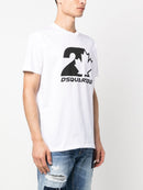 Dsquared2 Bold Maple Leaf Logo Printed T-Shirt in White