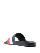 Moncler Basile Embossed Logo Stripe Sliders in Black