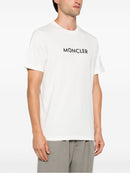 Moncler Embossed-branding Crew-neck Cotton-jersey T-shirt in White