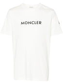 Moncler Embossed-branding Crew-neck Cotton-jersey T-shirt in White