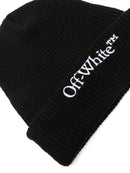 Off-White Wool Embroidered Bookish Logo Beanie Black