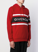 Givenchy Paris Contrasting Stripes Embroidered Hoodie in Red