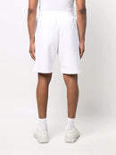 Moschino Double Question Mark Logo Print Track Shorts in White