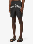 Palm Angels Curved Logo Swim Shorts in Black