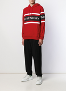 Givenchy Paris Contrasting Stripes Embroidered Hoodie in Red