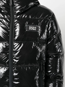 Dsquared2 Logo Patch Hooded Down Coat in Black