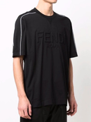 Fendi Logo Embossed Crewneck T-Shirt in Black