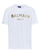 Balmain Gold Logo Printed T-Shirt in White