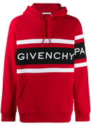 Givenchy Paris Contrasting Stripes Embroidered Hoodie in Red