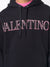 Valentino Neon Universe Pink Outline Printed Logo Hoodie in Black